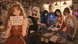 Anime AI Studio Girls at Sunset
