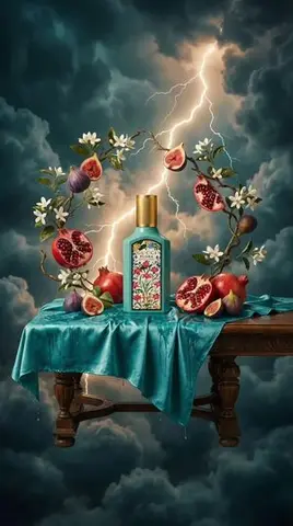 Surreal Baroque Still Life Perfume Ad Prompt