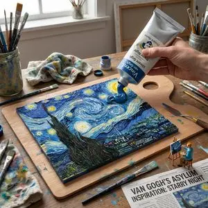 Paint Tube Squeeze: Starry Night in 3D Relief