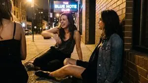 Candid Nightclub Sidewalk Scene