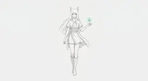 Minimal Fox Spirit Character Sketch