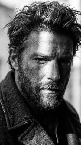 High-Contrast Cinematic Portrait of a Rugged Man