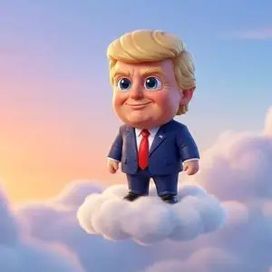 3D Caricature of Celebrity Riding a Cloud