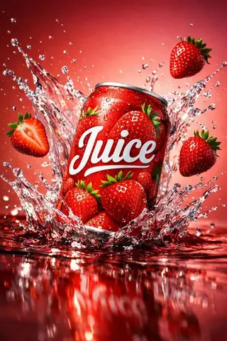 Ultra-realistic cinematic beverage product photography of a vibrant red