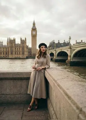 Cinematic Portrait beside the Thames River in London