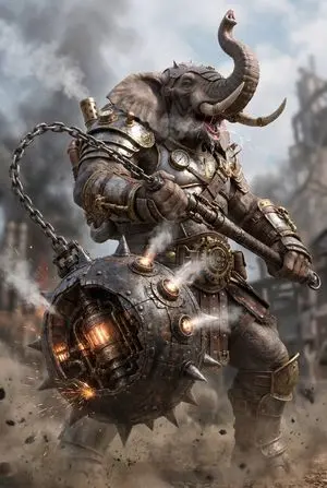 Steampunk Elephant Warrior