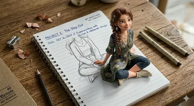 A creative 3D illusion artwork of a cute young
