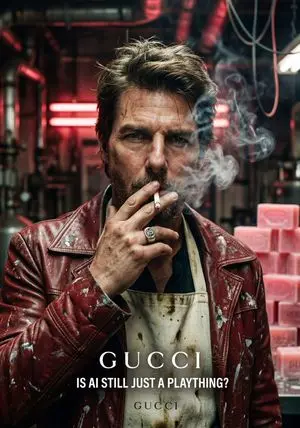 Gritty Tom Cruise Portrait with GUCCI Branding