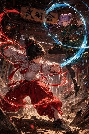 Anime Martial Arts Duel in Dojo