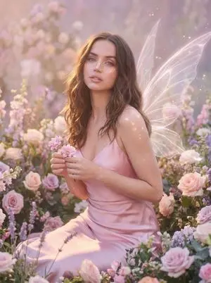Dreamy Fairy Editorial Portrait in a Secret Garden
