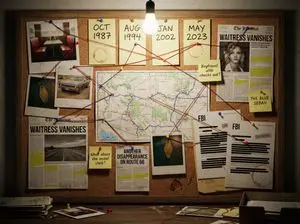 Noir Detective Evidence Board Visualization