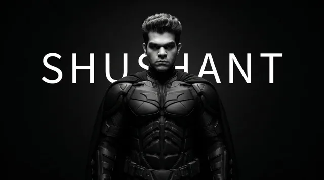 Monochrome Batman Superhero Portrait