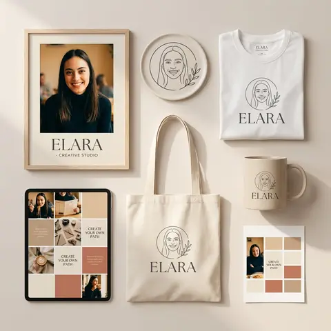 A clean, modern personal branding mockup featuring a cohesive
