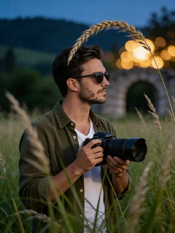 Cinematic medium shot of a young man with a