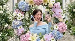 Floral Mirror Selfie Portrait