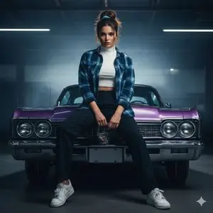 Cinematic Urban Rebel Portrait on Lowrider