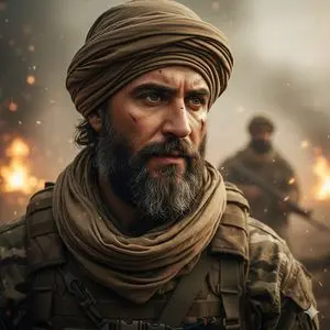 Hyper-Realistic Soldier Portrait Prompt: Battlefield Dusk
