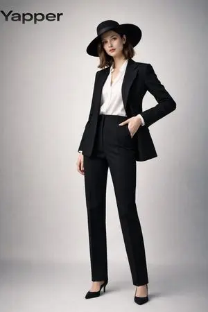 Full-body fashion magazine editorial portrait