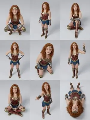 3x3 Character Pose Study Grid (Sadie Sink)