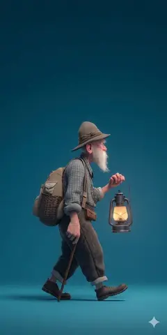 ​A stylized 3D rendered full-body profile portrait of an