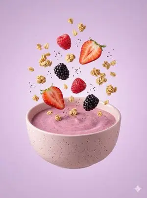 Hyper-Realistic Berry Smoothie Explosion Food Photography Prompt