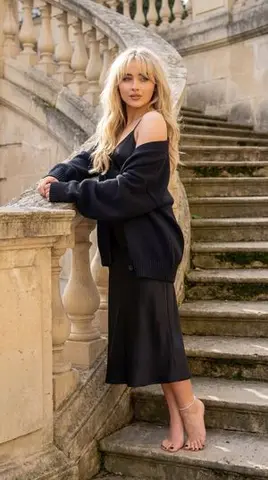 Sabrina Carpenter Neoclassical Stone Staircase Portrait