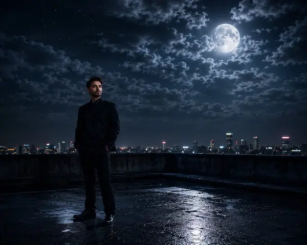 Cinematic Moonlight Rooftop Portrait Collage