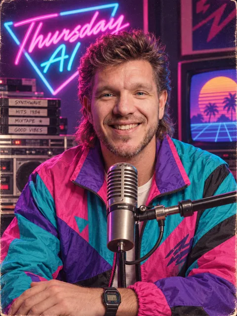 YouTube Thumbnail - Retro Synthwave Podcast Host