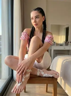 Golden Hour Bedroom Portrait with Lace Foot Jewelry