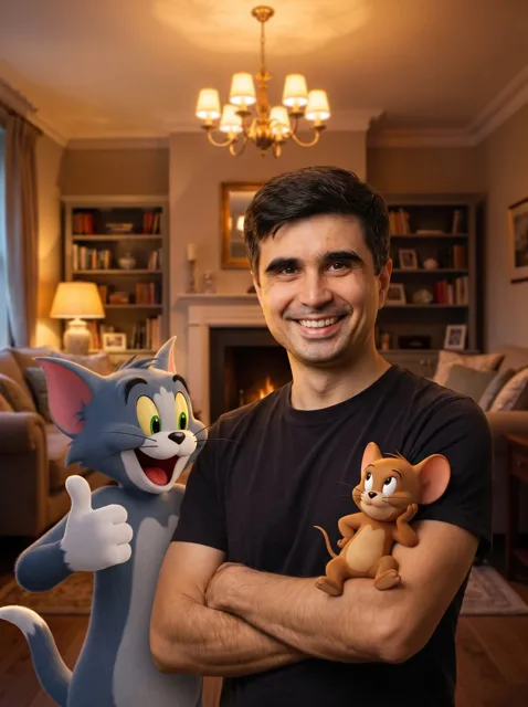 Hybrid Live-Action and Cartoon Portrait