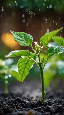 A small chili plant with glossy green leaves and