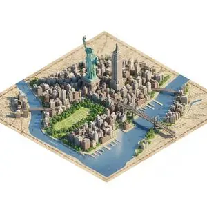 Photorealistic Diorama Isometric Map Prompt