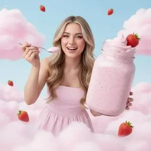 Surreal Strawberry Yogurt Commercial Scene