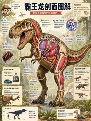 T. Rex Cutaway Encyclopedia Poster