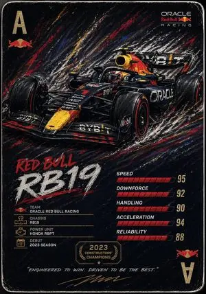 Racing Car Trading Card Illustration