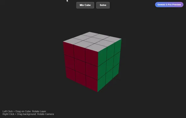 3D Rubik’s cube web app with mix and solve controls