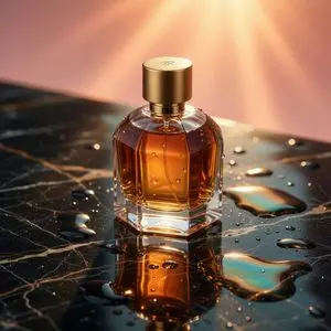 Luxury Perfume on Wet Marble