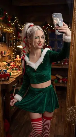 Naughty Elf Holiday Mirror Selfie Prompt