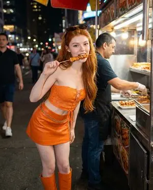Photorealistic Nighttime Street Food Scene