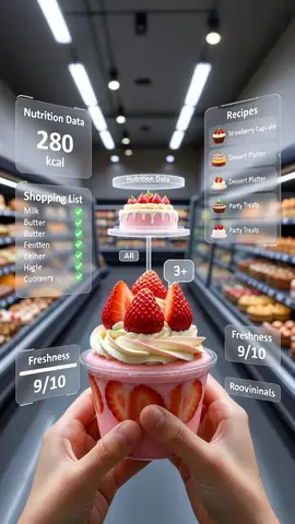 A first-person point-of-view (POV) shot inside a modern supermarket