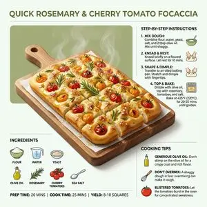 Ultra-Clean Modern Recipe Infographic for Focaccia
