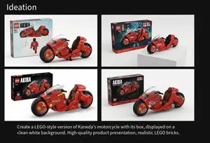 LEGO Kaneda's Motorcycle Product Shot Prompt