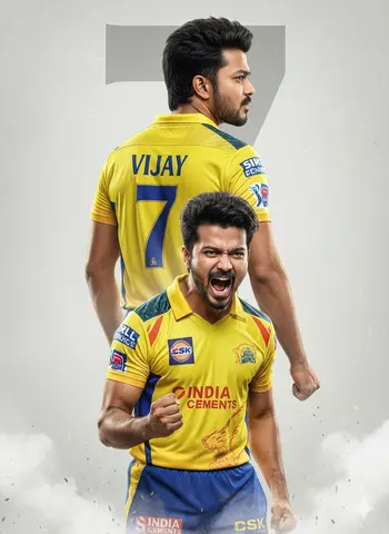 An ultra-realistic cinematic cricket poster featuring a young Indian