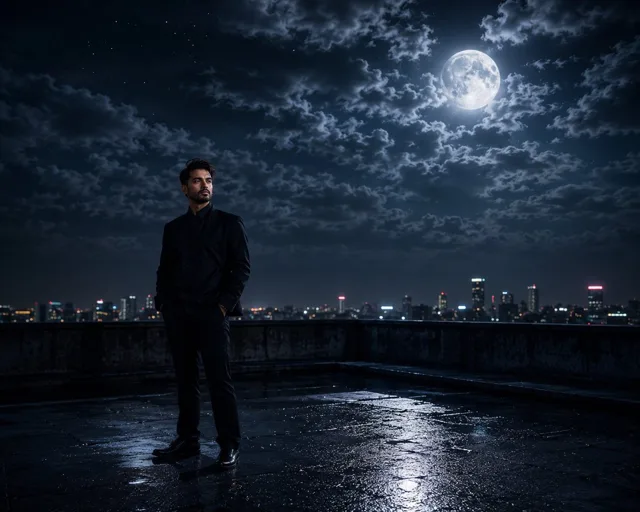 YouTube Thumbnail - Cinematic Moonlight Rooftop Portrait Collage