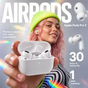 AirPods Style Tech Ad Poster