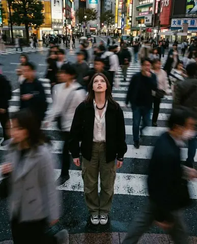 Cinematic street photography capturing a moment in motion with