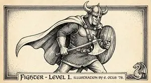 Vintage Black and White RPG Rulebook Illustration