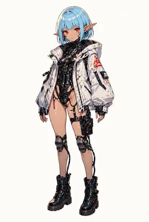 Cyberpunk Elf Girl Full-Body Portrait