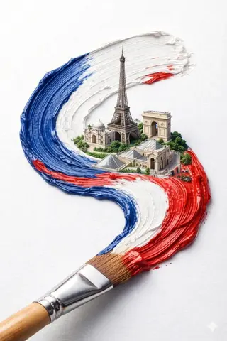 A hyper-realistic macro shot of a paintbrush creating a