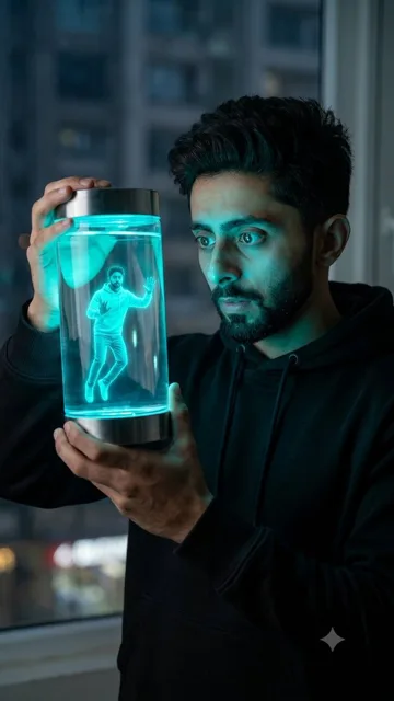 Cinematic Chiaroscuro Man with Miniature Self